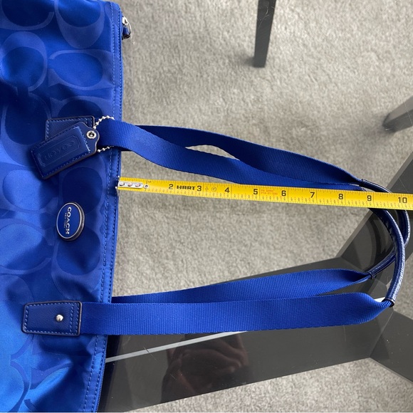 COACH Signature Getaway Weekender Tote Bag Blue Detachable Toiletry Bag Y2K - Picture 8 of 11